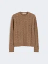 Max Mara Slim Fit Cable-knit Cashmere Pullover Clothing In Brown