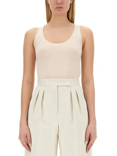 Max Mara Slim Fit Cashmere Top In White