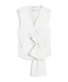 Max Mara Sleeveless V-neck Vest Tie Detail In White