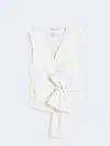 Max Mara Sleeveless V-neck Vest Tie Detail In White