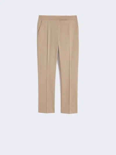 Max Mara Slim-fit Cotton Satin Trousers In Nude