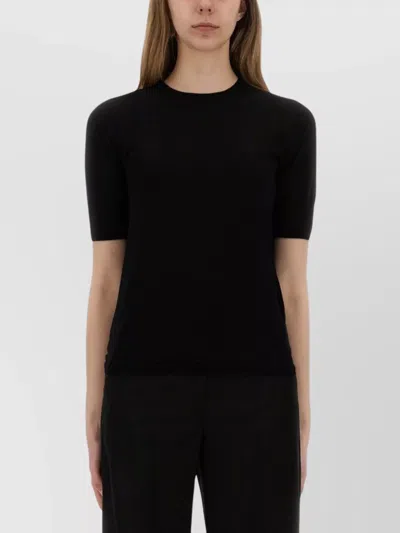 Max Mara Slim Fit Crew Neck Short Sleeve Top In Black