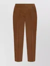 Max Mara Slim Fit Cropped Trousers Front Pleats In Brown
