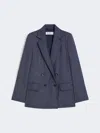 Max Mara Slim-fit Denim-effect Wool Blazer In Blue