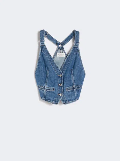 Max Mara Slim-fit Denim Gilet In Blue