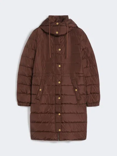 Max Mara Slim-fit Down Jacket In Water-repellent Taffeta In Brown