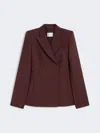Max Mara Slim-fit Gabardine Jacket In Burgundy