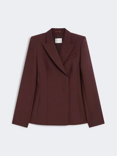 Max Mara Slim-fit Gabardine Jacket In Burgundy