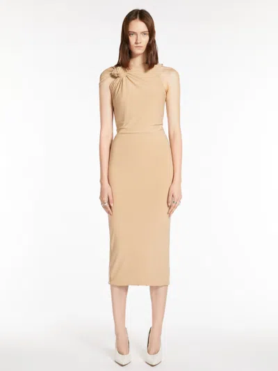 Max Mara Slim-fit Jersey Dress In Gold