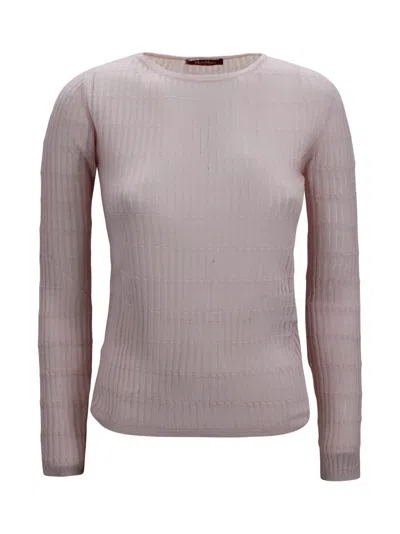 Max Mara Slim-fit Ribbed Wool And Silk Sweater In Purple
