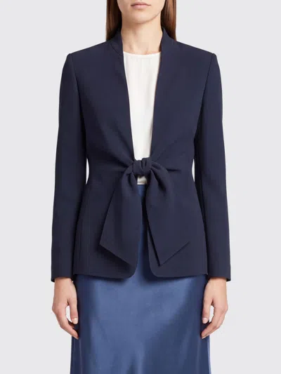 Max Mara Slim Fit Short Cady Blazer With Tie Fastening In Blue