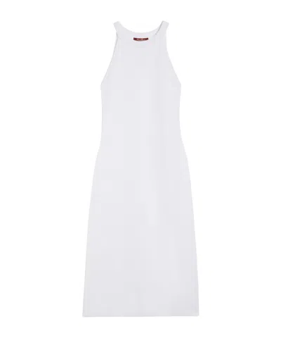 Max Mara Slim-fit Stretch Viscose Dress In Optical White