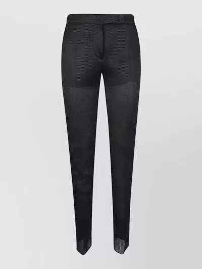 Max Mara Slim Fit Trousers Mesh Texture Belt Loops In Black