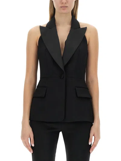 Max Mara Slim Fit Wool Blend Vest In Black