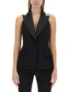 Max Mara Aletta Sleeveless Wool Evening Jacket In Black