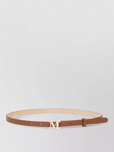 Max Mara Slim Monogram Leather Belt Adjustable Size In Brown