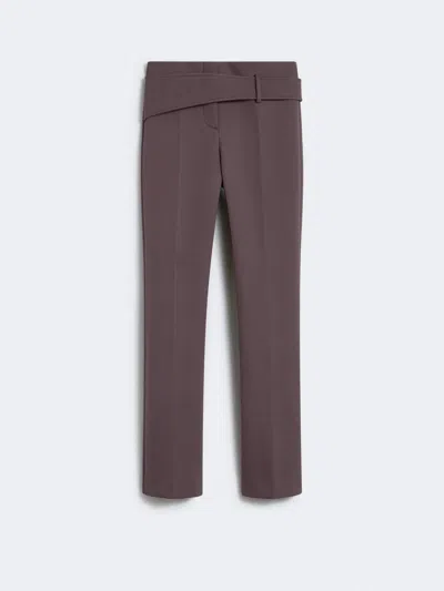 Max Mara Slim Trousers With Asymmetrical Belt In Purple