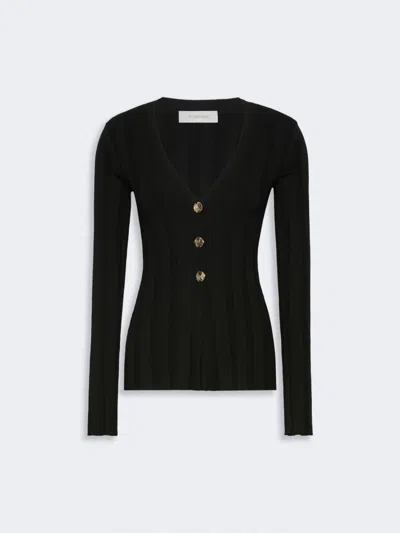 Max Mara Slim-fit Rib-knit Viscose Cardigan In Black