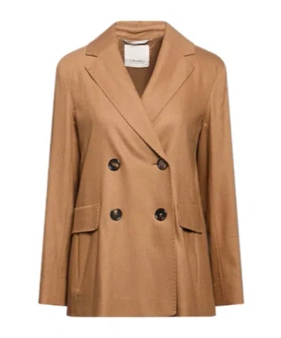 Max Mara Slim-fit Single-breasted Blazer In Brown
