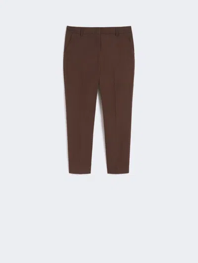 Max Mara Slim-fit Stretch Cotton Trousers In Brown