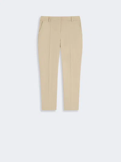 Max Mara Slim-fit Stretch Cotton Trousers In Neutral