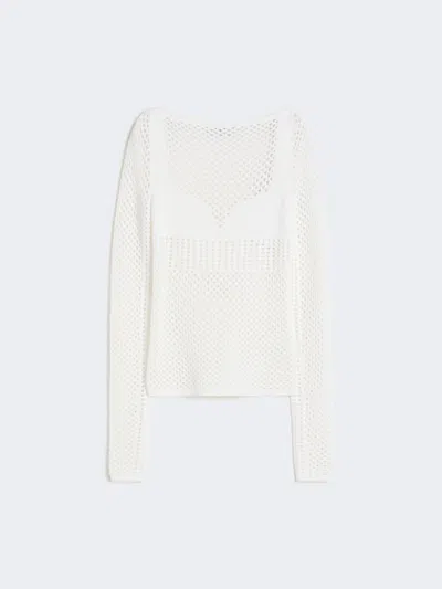 Max Mara Slim-fit Viscose-blend Sweater In White