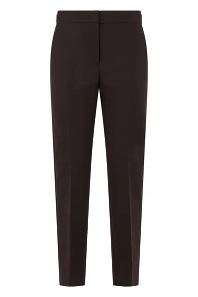 Max Mara Slim-fit Wool Trousers With Pleats And Belt In Brown