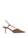 Max Mara Raffia-effect Canvas Slingback Pump In Brown