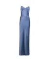 Max Mara Long Light Blue Slip Dress In Acetate Blend Woman In Blue