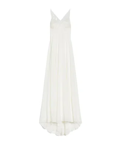 Max Mara Silk Satin Slip Dress In White