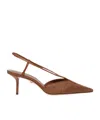Max Mara Raffia-effect Canvas Slingback Pump In Brown