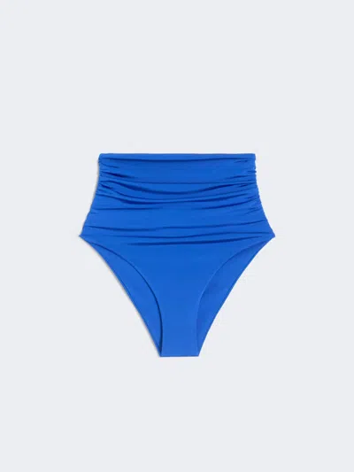 Max Mara Slip De Bain Taille Haute En Jersey Brillant In Blue