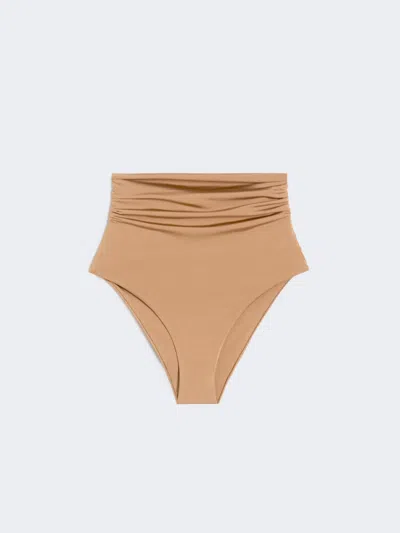 Max Mara Slip De Bain Taille Haute En Jersey Brillant In Brown