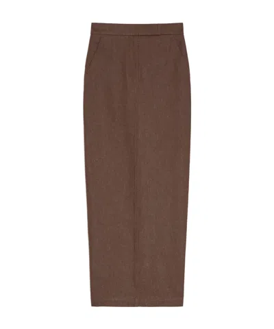 Max Mara Women's Pianosa - Denim-effect Cotton Skirt In Brown