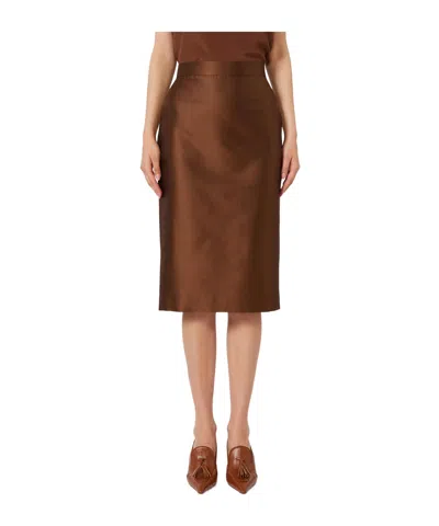 Max Mara Slit Skirt In Brown