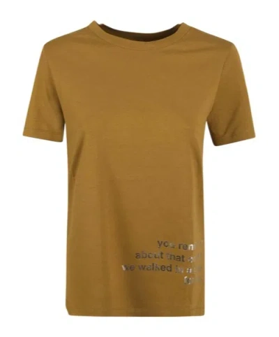 Max Mara 's  Slogan Printed Crewneck T-shirt In Brown