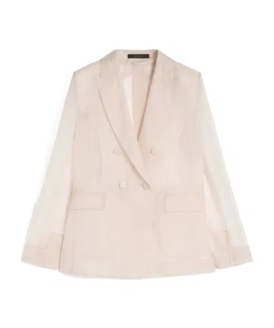 Max Mara Slogan Silk-organza Blazer In Pink