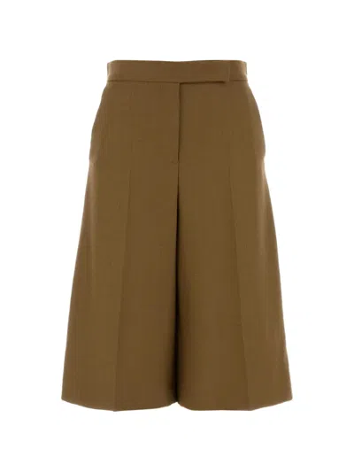 Max Mara Wool High Waisted Tailored Bermuda Shorts In Purple