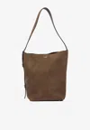 Max Mara Small Archetipo Suede Shoulder Bag In Brown