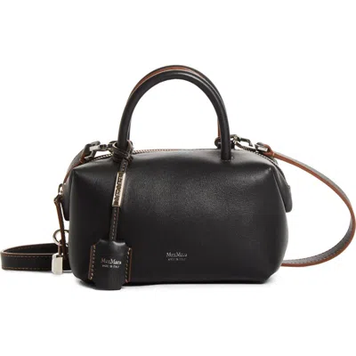 Max Mara Small Boston Leather Top Handle Bag In Black