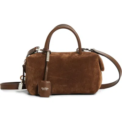 Max Mara Small Boston Suede Top Handle Bag In Brown