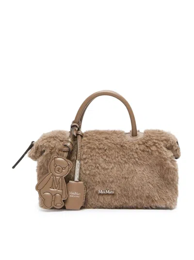 Max Mara Small Boston Bag In Alpaca And Cashmere Teddy In Brown