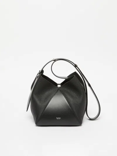 Max Mara Small Mm Leather Bucket Bag In Black