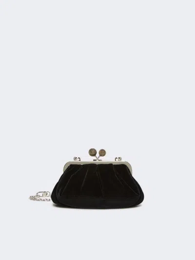 Max Mara Small Cotton Velvet Pasticcino Bag In Black