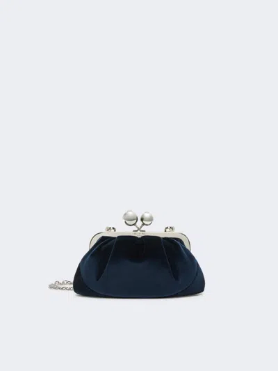 Max Mara Small Cotton Velvet Pasticcino Bag In Blue