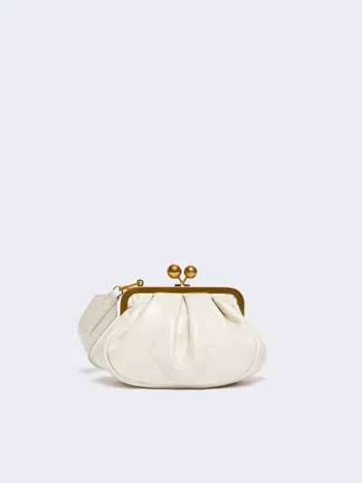 Max Mara Small Crinkled Leather Pasticcino Bag In White