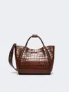 Max Mara Small Crocodile-print Leather Marine Bag In Brown