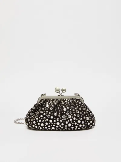 Max Mara Small Crystal Leather Pasticcino Bag In Black