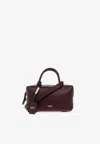 Max Mara Small Holdall Leather Top Handle Bag In Burgundy