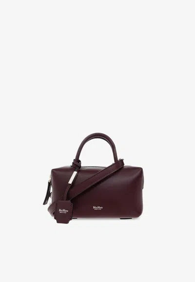 Max Mara Small Holdall Leather Top Handle Bag In Burgundy